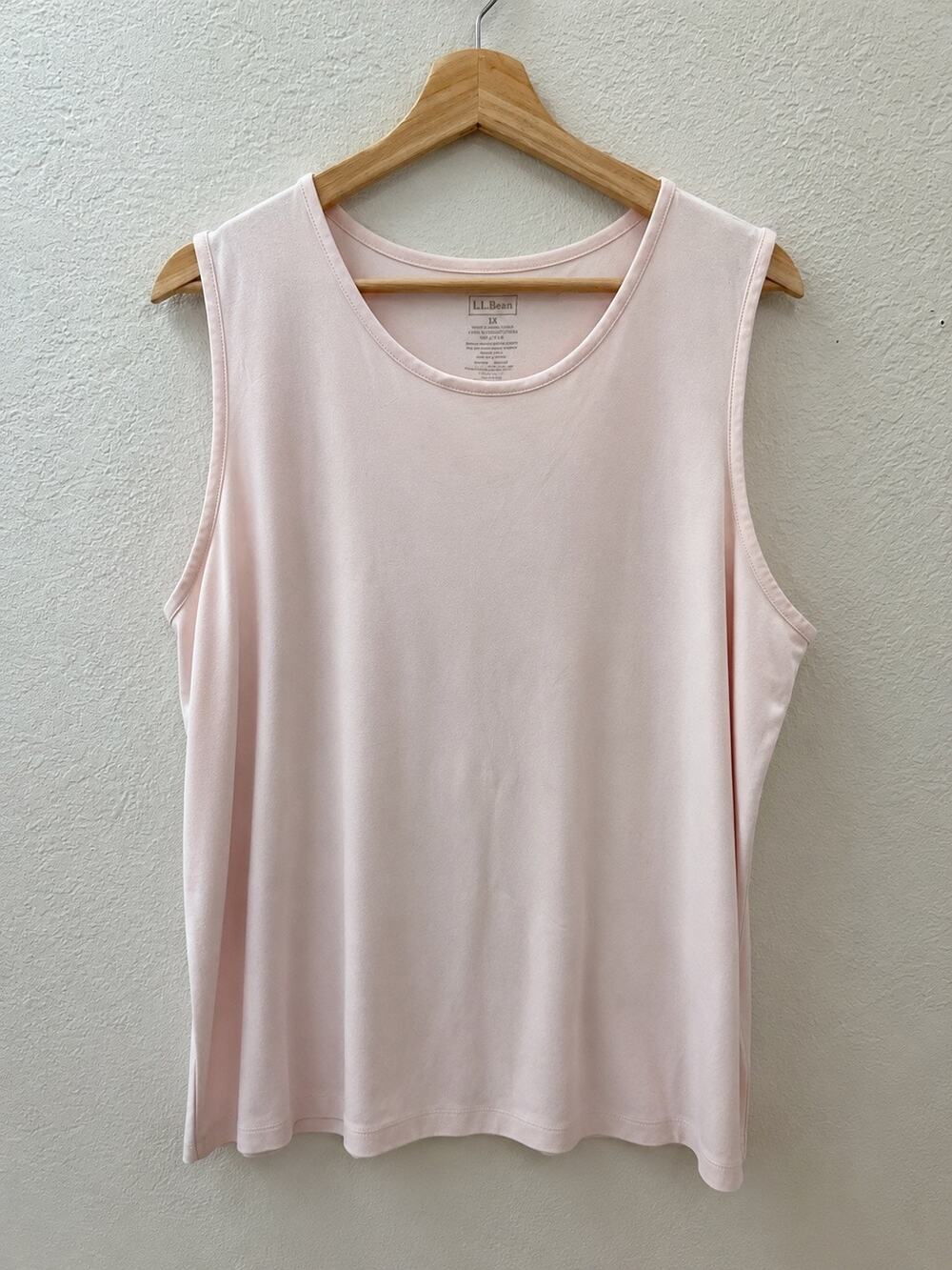 L.L.Bean 1X Pink 100% Supima Cotton Sleeveless Scoop Neck Tank Top Soft Classic